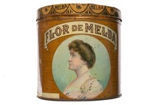 Rare 1920s “Flor de Melba Colonial” litho humidor 50 cigar tin in fair cond picture
