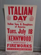 Vintage Poster Pittsburgh 60's Letterpress Italian Day Kennywood Tue. July 18th picture