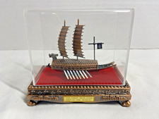 Vintage ELEGANT BRONZE KOREAN TURTLE SHIP REPLICA MODEL WITH CASE 1st IRON CLAD picture