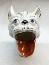 Antique Big Mouth French Bulldog Dog Cigar Holder Ashtray MCM Decor Made Japan picture