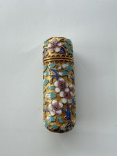 Vintage Beautiful Cloisonné Toothpick Trinket Holder Enamel picture