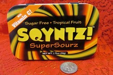  Vintage 2001 SQYNTZ Super Sourz MINTS Candy sugar free Tin Box Container empty picture