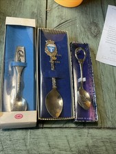 3 VINTAGE MINI STATE SPOONS NICKLE SILVER NR BERMUDA MISSOURI USA BM CO CANADA picture