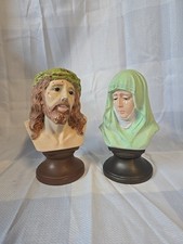 Vintage Jesus Mary Weeping Statue Busts MTA Co 760 Figure Head Religious Plaster picture