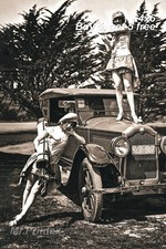 1920s Flapper Woman 💙 Vintage Car - 4x6 Photo - Jazz Age Portrait picture