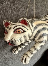 Vintage Balinese Flying Cat Mobile Wood Carved Bali Spirit Demon Chaser As Is picture