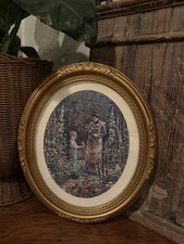 Vintage HOMCO Picture “Mother And Son In Flower Garden” picture