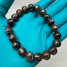100%Natural Sericho Pallasite Meteorite Bracelet 10mm Beads With A Certificate picture