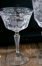 Complete Set 12 Vintage Wedding Etched Crystal Glass 
