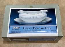 Vintage-1985 New in Box-SHEFFIELD Blue Whisper Gravy Boat with Tray (WHS-14) picture