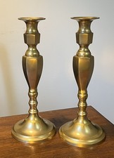 Pair Of Vintage 11 Inch Heavy Solid Brass Candlestick Made In Japan 11” H picture