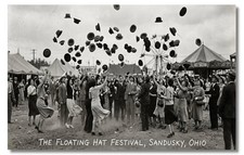 Vintage‑STYLE NEW ART 1930's RPPC-FLOATING HAT FESTIVAL-SANDUSKY OHIO-FAUX picture
