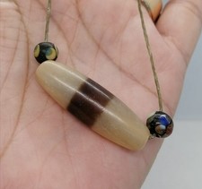 Wonderful Old  Etched Stone Luke Mik Dzi Eye Bead Antique Amulet picture