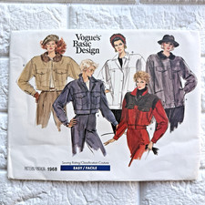 Vtg NEW Vogue Basic Design 1968 Pattern Sz 16 Denim Trucker Jacket UNCUT FF picture