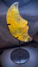 Jumbo Citrine Carved Moon Face With Stand 4lb 14oz 9.75 inch picture