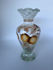 Vintage Tracy Porter Hand Painted Glass Autumn Fall Acorns Bud Vase 6-1/2