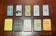 Lot of TEN (10) Zippo Lighters. Five Standard, Five Slim. picture