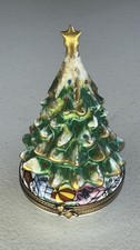 Limoges France PV Parry Vieille Christmas Tree Porcelain Trinket Box Teddy Bear picture