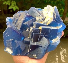 Deep Blue Cluster Of Phantom Cubic Blue Fluorite From Baluchistan - 3150 Gram picture