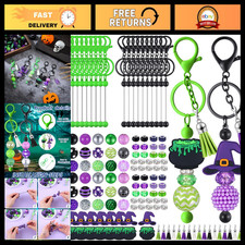 140 Pcs Halloween Beadable Keychain Craft Set - Fun DIY Accessories & Supplies picture