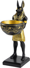 Anubis Statue with Bowl – 10” Egyptian God Resin Decor for Home or Office picture