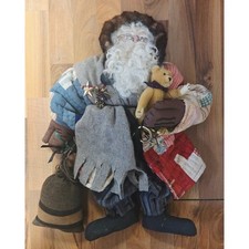 Vintage 1990s H.C. Accents Santa Doll E. Henry S. Curtis Quilt Coat Teddy Bear picture