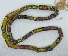 Antique Venetian Millefiori African Trade Beads 27” Strand 48 Glass Beads 11mm picture