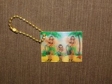 VINTAGE SOUVENIR ALOHA FROM HAWAII HULA GIRLS FLICKER KEYCHAIN picture