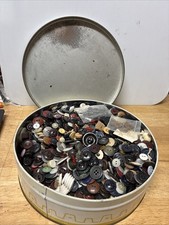 Lot of Vintage Assorted Buttons in a Vintage Barricini Cookie/Candy Tin 4 LB picture