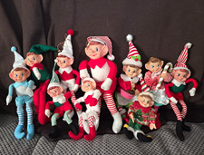 Lot of 10 Retro Christmas Pixie Elves Poseable Knee Hugger Style Holiday Decor picture