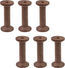 6 Pcs Small Wooden Empty Spools Vintage Thread Spools Yarn Spool Textile Bobbins picture