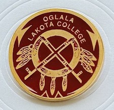 Vintage Oglala Lakota College Enamel Lapel Pin Seal South Dakota Tribal OLC W34 picture