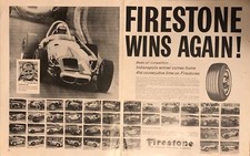 1964 Firestone Tires PRINT AD 41 Consecutive Indy Winners AJ Foyt VTG 1960s 2-pg picture