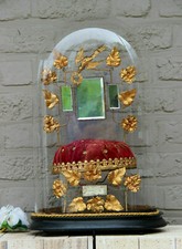 Antique Victorian Bridal wedding dome Globe Glass velvet  picture