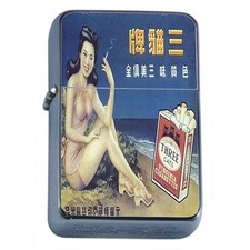 Novelty Chinese Cigarette Vintage Ad Three Cats Oil Lighter picture