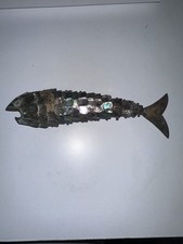 Vintage 8” Articulated Abalone Shell Fish Bottle Opener Mother of Pearl MCM picture