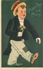 Artist impression Bouquet Happy Days 1910 Young Man flowers Postcard 20-5075 picture