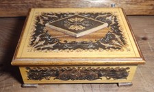 🔥 VTG Italian Sorrento Marquetry Inlaid Wood Swiss Reuge Music Box WORKS picture