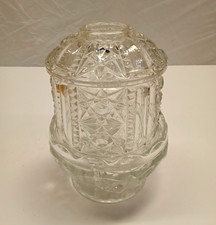 Vintage Indiana Glass Colonial Clear Stars & Bars Fairy Lamp picture