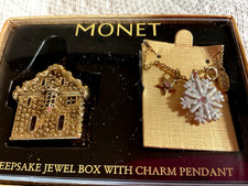 Monet Keepsake Jewel Box With Charm Pendant Ski Chalet,  Pendant Snowflake,star, picture
