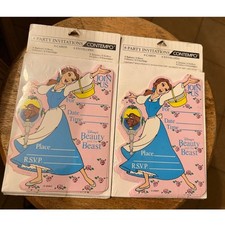 NOS Vintage Disney Beauty and the Beast Belle Party Invitations Set of 2 picture