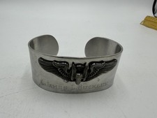 Vintage WWII USAAF Pilot Wings ID Cuff Bracelet James L Buckley Trench Art picture