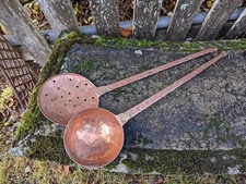 Antique French Copper Ladle And Skimmer picture