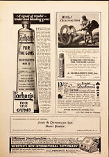 1921 Forhan's Toothpaste For the Gums  + Schrader Tire Gauge Antique Print Ad picture