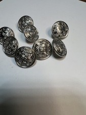8 Vintage Silver Chrome “S”  in Wreath Uniform Buttons Waterbury Co. picture