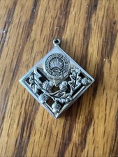 Western Reserve University Seal Logo Emblem Pendant Charm Fob SilverTone Square picture