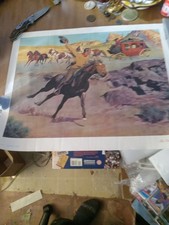 Vintage American Oil Company The Pony Express Print Charles McBarron 16X20
