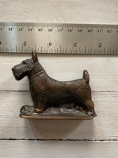 Vtg Metal Scottie Dog Paperweight Crane & Breed Casket MFG CO Advertising picture