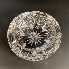 VTG Heavy 3 Pound Deep Round Hand Cut Lead Crystal Ashtray ABP picture
