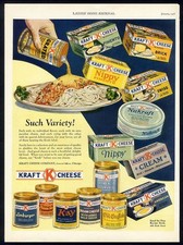 KRAFT CHEESE 1928 Various Type Ad American NIPPY Limburger CREAM Swiss BRICK ETC picture